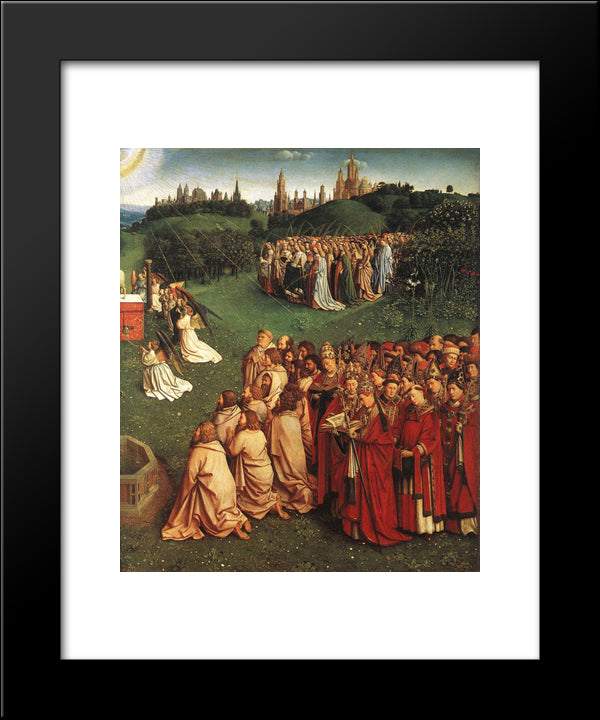 The Ghent Altarpiece: Adoration Of The Lamb [Detail: Right] 20x24 Black Modern Wood Framed Art Print Poster by van Eyck, Jan