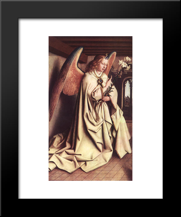 The Ghent Altarpiece: Angel Of The Annunciation 20x24 Black Modern Wood Framed Art Print Poster by van Eyck, Jan