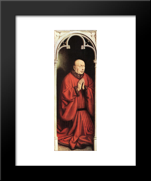 The Ghent Altarpiece: The Donor 20x24 Black Modern Wood Framed Art Print Poster by van Eyck, Jan