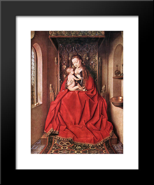 Suckling Madonna Enthroned 20x24 Black Modern Wood Framed Art Print Poster by van Eyck, Jan