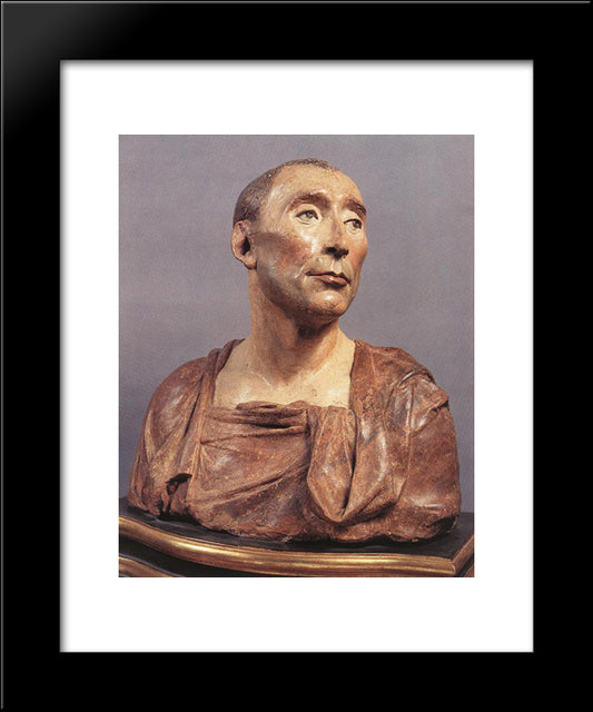 Bust Of Niccolo Da Uzzano 20x24 Black Modern Wood Framed Art Print Poster by Donatello