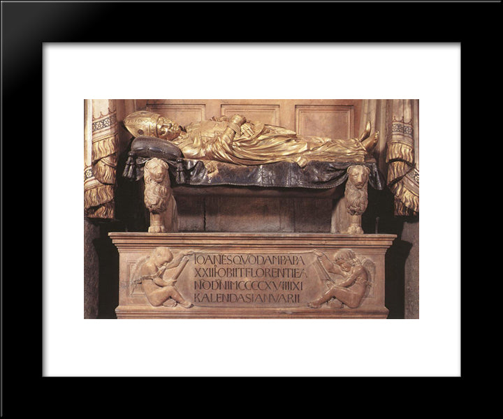 Funeral Monument To John Xxiii (Detail) 20x24 Black Modern Wood Framed Art Print Poster by Donatello