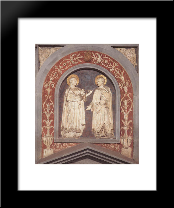 St Cosmas And St Damian 20x24 Black Modern Wood Framed Art Print Poster by Donatello