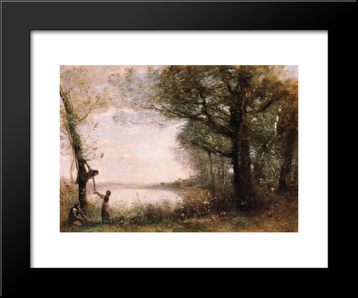 Les Petits Denicheurs 20x24 Black Modern Wood Framed Art Print Poster by Corot, Jean Baptiste Camille