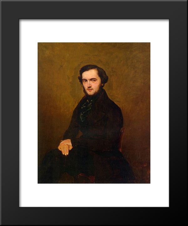 Portrait Of A Gentleman 20x24 Black Modern Wood Framed Art Print Poster by Corot, Jean Baptiste Camille