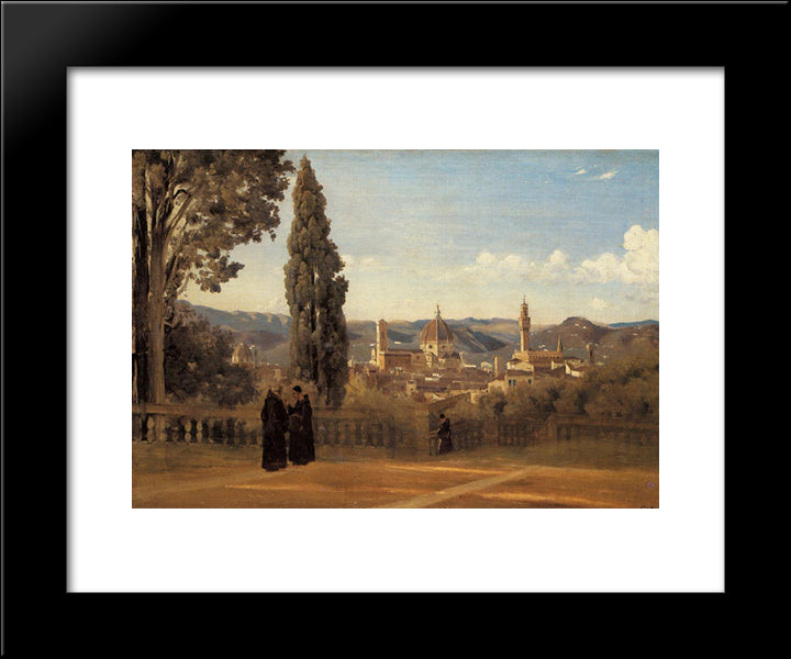 Florence ' The Boboli Gardens 20x24 Black Modern Wood Framed Art Print Poster by Corot, Jean Baptiste Camille