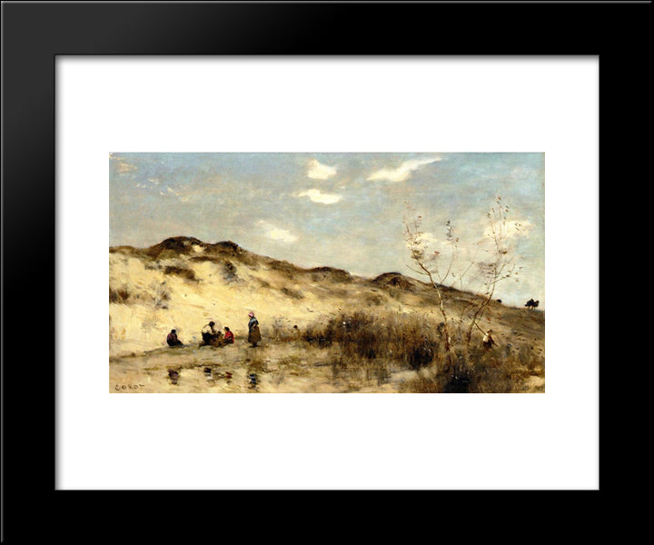 A Dune At Dunkirk 20x24 Black Modern Wood Framed Art Print Poster by Corot, Jean Baptiste Camille
