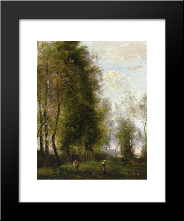 A Shady Resting Place 20x24 Black Modern Wood Framed Art Print Poster by Corot, Jean Baptiste Camille