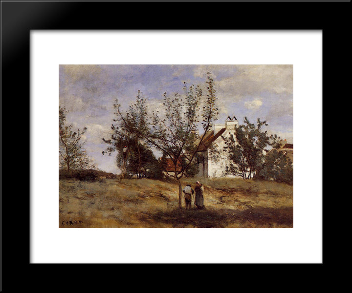 An Orchard At Harvest Time 20x24 Black Modern Wood Framed Art Print Poster by Corot, Jean Baptiste Camille