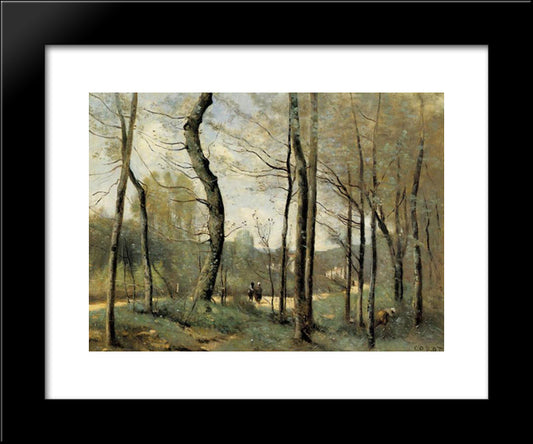 First Leaves, Near Nantes 20x24 Black Modern Wood Framed Art Print Poster by Corot, Jean Baptiste Camille