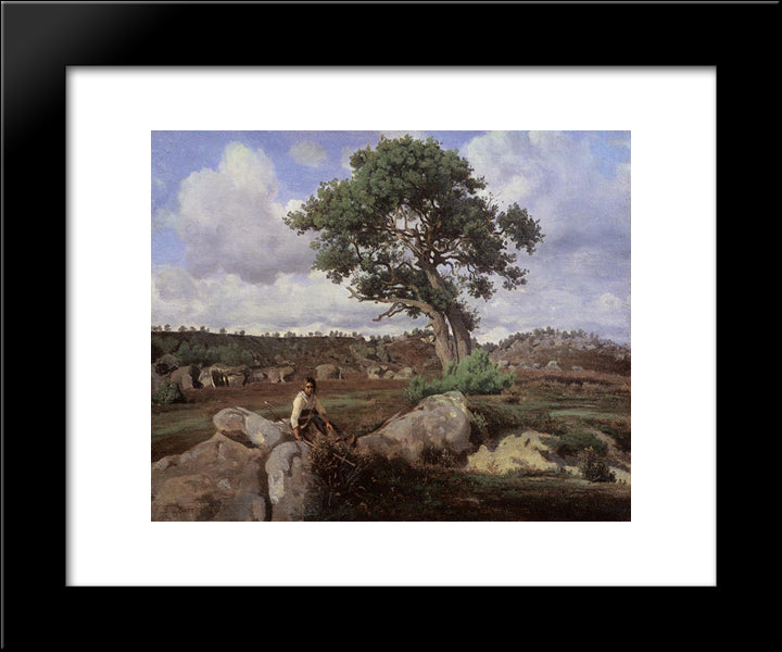 Fontainebleau, 'The Raging One' 20x24 Black Modern Wood Framed Art Print Poster by Corot, Jean Baptiste Camille