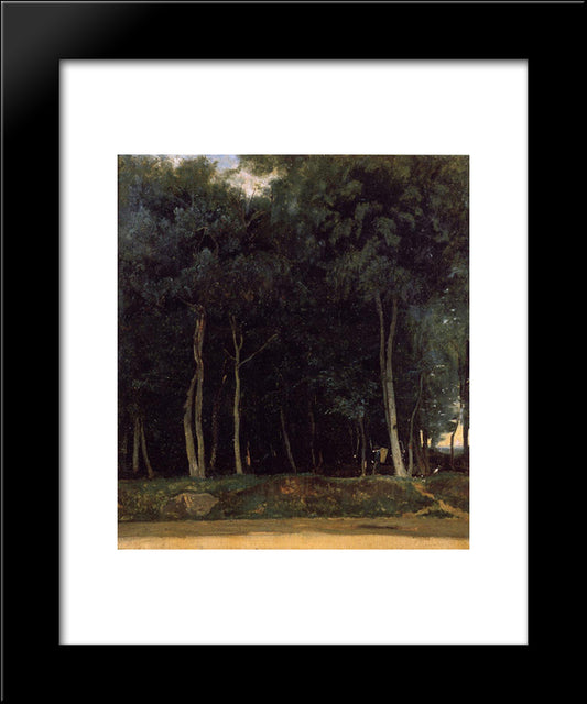 Fontainebleau, The Bas'Breau Road 20x24 Black Modern Wood Framed Art Print Poster by Corot, Jean Baptiste Camille