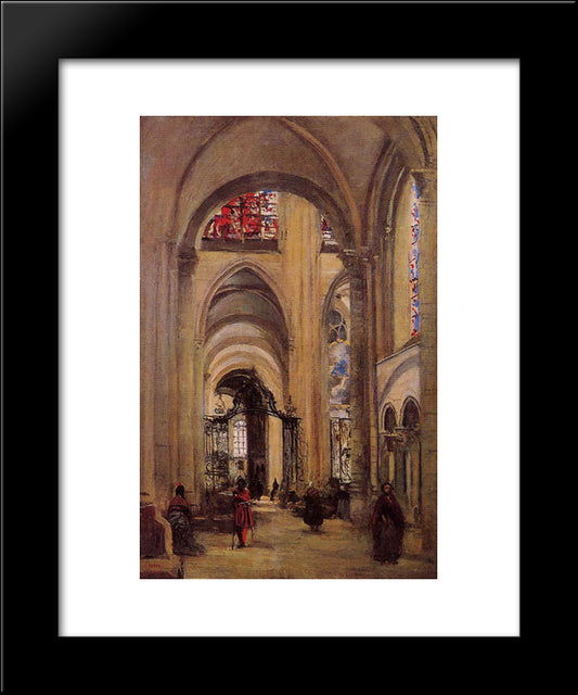 Interior Of Sens Cathedral 20x24 Black Modern Wood Framed Art Print Poster by Corot, Jean Baptiste Camille
