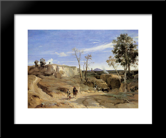 La Cervara, The Roman Countryside 20x24 Black Modern Wood Framed Art Print Poster by Corot, Jean Baptiste Camille