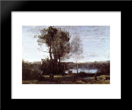 Large Sharecropping Farm 20x24 Black Modern Wood Framed Art Print Poster by Corot, Jean Baptiste Camille