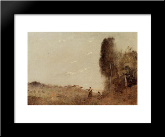 Morning By The Water 20x24 Black Modern Wood Framed Art Print Poster by Corot, Jean Baptiste Camille