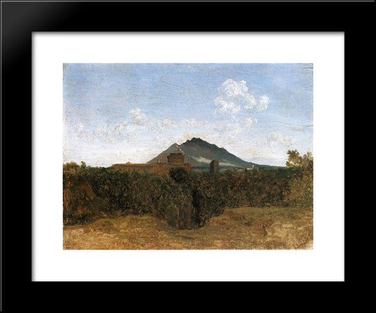 Civita Castellana And Mount Soracte 20x24 Black Modern Wood Framed Art Print Poster by Corot, Jean Baptiste Camille