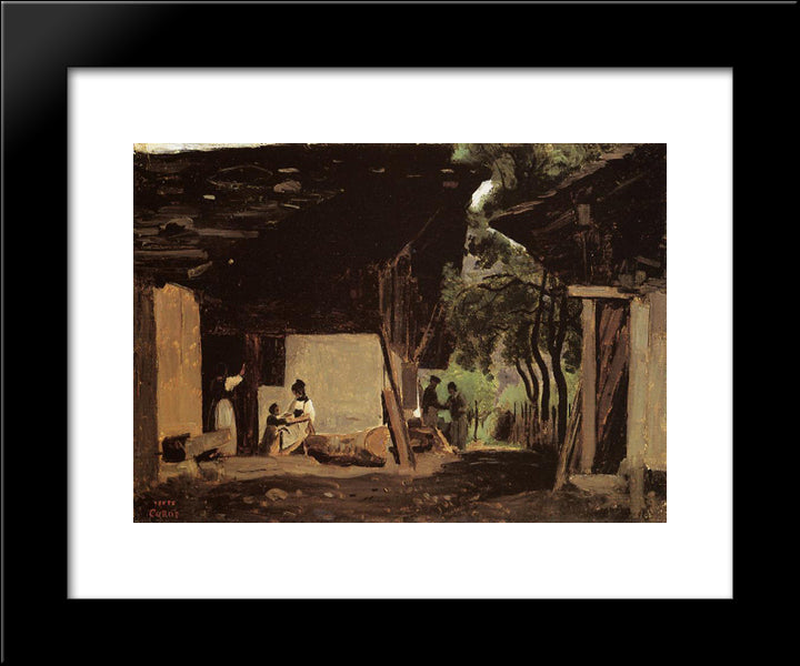 Entrance To A Chalet In The Bernese Oberland 20x24 Black Modern Wood Framed Art Print Poster by Corot, Jean Baptiste Camille