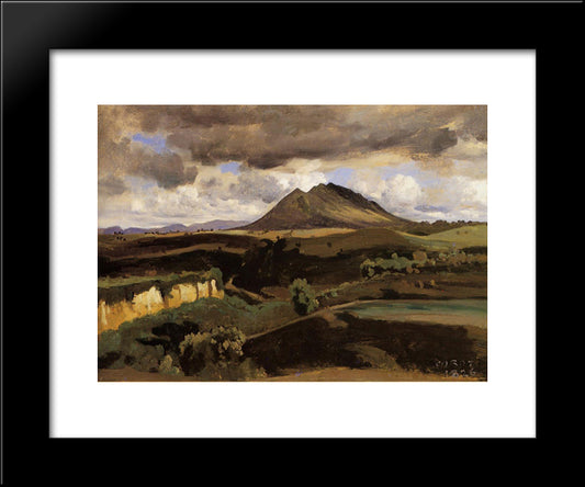 Mont Soracte 20x24 Black Modern Wood Framed Art Print Poster by Corot, Jean Baptiste Camille