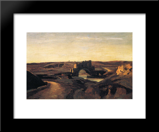 Ponte Nomentano 20x24 Black Modern Wood Framed Art Print Poster by Corot, Jean Baptiste Camille