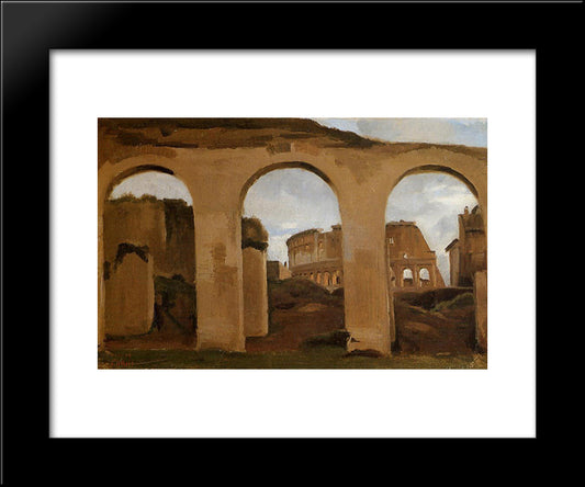 Rome ' The Coliseum Seen Through Arches Of The Basilica Of Constantine 20x24 Black Modern Wood Framed Art Print Poster by Corot, Jean Baptiste Camille