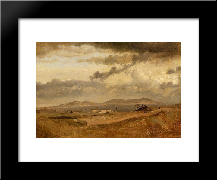 Rome ' The Convent Of Sant'Onofrio, On The Janiculum 20x24 Black Modern Wood Framed Art Print Poster by Corot, Jean Baptiste Camille