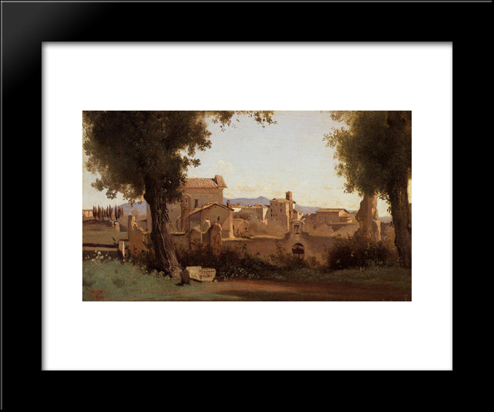 Rome ' View From The Farnese Gardens, Morning 20x24 Black Modern Wood Framed Art Print Poster by Corot, Jean Baptiste Camille