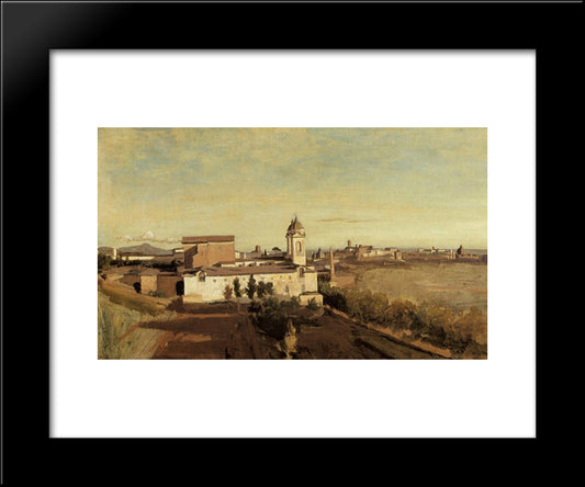 Rome, The Trinita Dei Monti ' View From The Villa Medici 20x24 Black Modern Wood Framed Art Print Poster by Corot, Jean Baptiste Camille