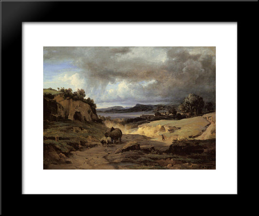 The Roman Campagna 20x24 Black Modern Wood Framed Art Print Poster by Corot, Jean Baptiste Camille