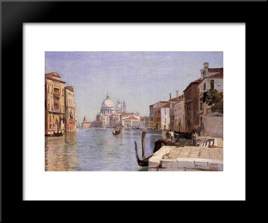 Venice ' View Of Campo Della Carita From The Dome Of The Salute 20x24 Black Modern Wood Framed Art Print Poster by Corot, Jean Baptiste Camille