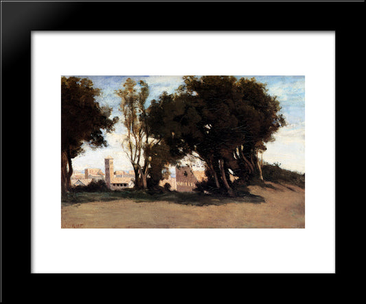 Rome, Le Colisee Vu Des Jardins Farnese 20x24 Black Modern Wood Framed Art Print Poster by Corot, Jean Baptiste Camille