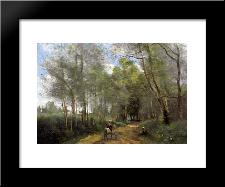 Ville Davray 20x24 Black Modern Wood Framed Art Print Poster by Corot, Jean Baptiste Camille