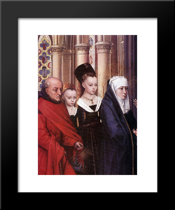 The Presentation In The Temple [Detail: 1] 20x24 Black Modern Wood Framed Art Print Poster by Memling, Hans
