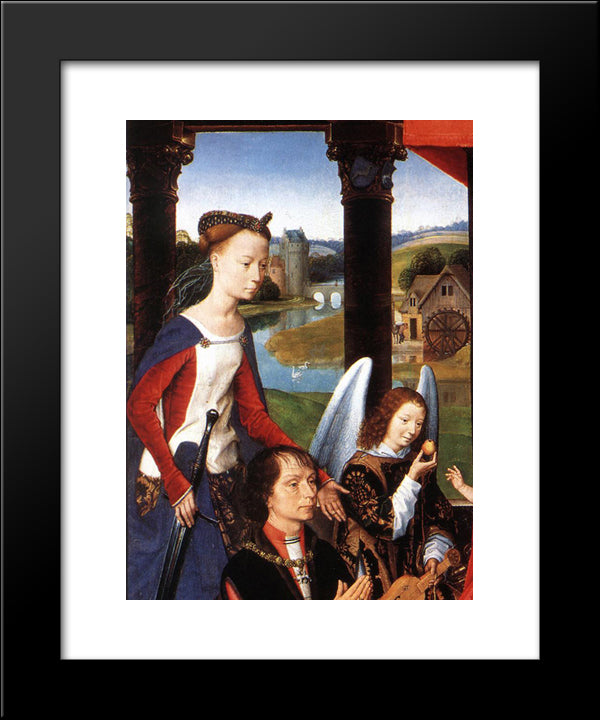 The Donne Triptych [Detail: 3, Central Panel] 20x24 Black Modern Wood Framed Art Print Poster by Memling, Hans
