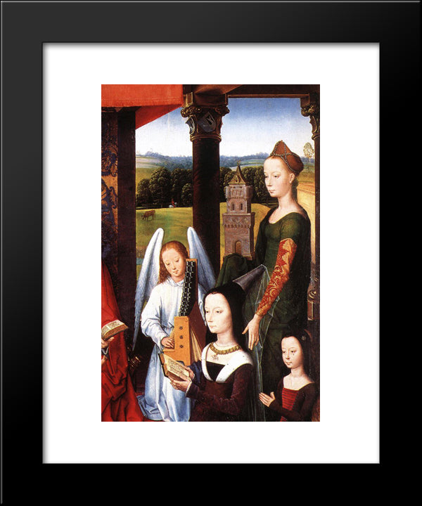 The Donne Triptych [Detail: 4, Central Panel] 20x24 Black Modern Wood Framed Art Print Poster by Memling, Hans