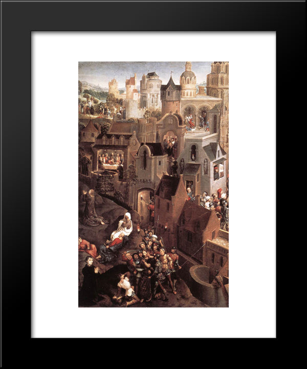 Scenes From The Passion Of Christ [Detail: 1, Left Side] 20x24 Black Modern Wood Framed Art Print Poster by Memling, Hans