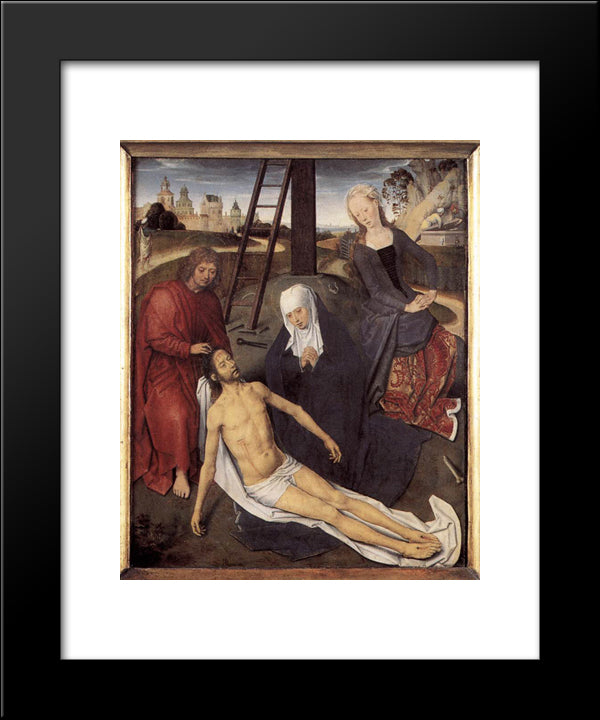 Triptych Of Adriaan Reins [Detail: 2, Central Panel] 20x24 Black Modern Wood Framed Art Print Poster by Memling, Hans