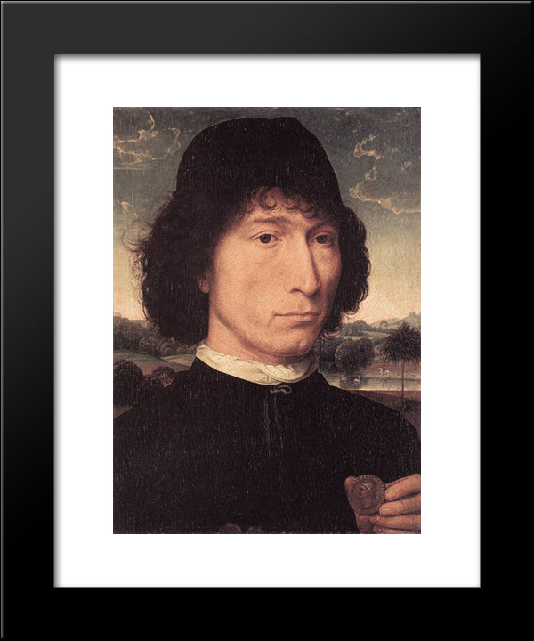 Portrait Of A Man With A Roman Coin 20x24 Black Modern Wood Framed Art Print Poster by Memling, Hans