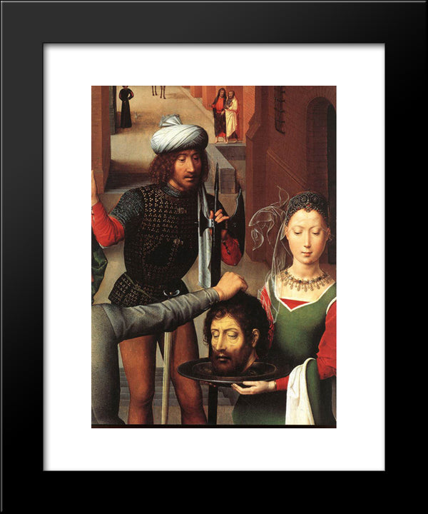 St John Altarpiece [Detail: 2, Left Wing] 20x24 Black Modern Wood Framed Art Print Poster by Memling, Hans
