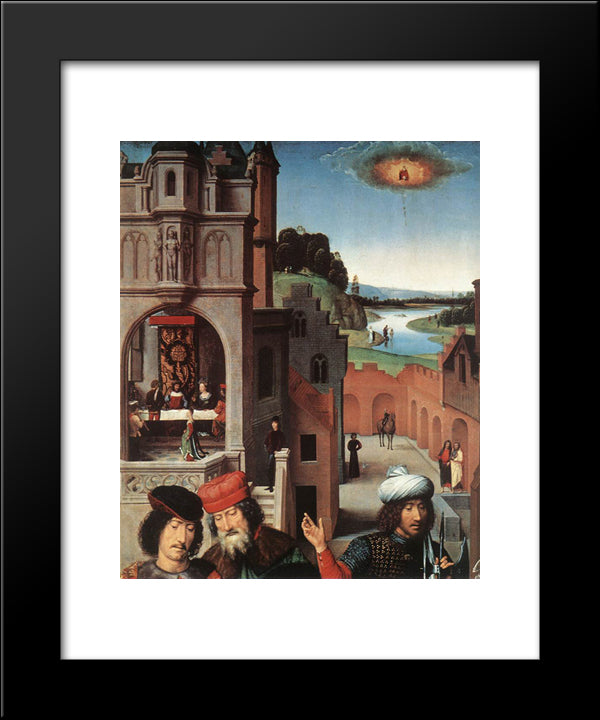 St John Altarpiece [Detail: 3, Left Wing] 20x24 Black Modern Wood Framed Art Print Poster by Memling, Hans