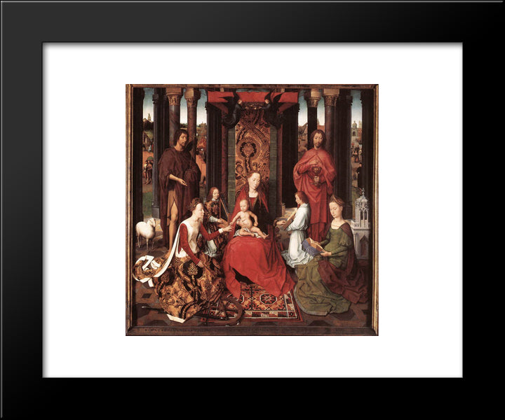 St John Altarpiece [Detail: 6, Central Panel] 20x24 Black Modern Wood Framed Art Print Poster by Memling, Hans