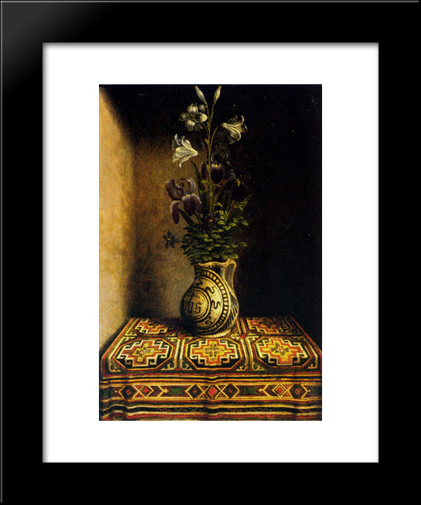 Marian Flowerpiece 20x24 Black Modern Wood Framed Art Print Poster by Memling, Hans