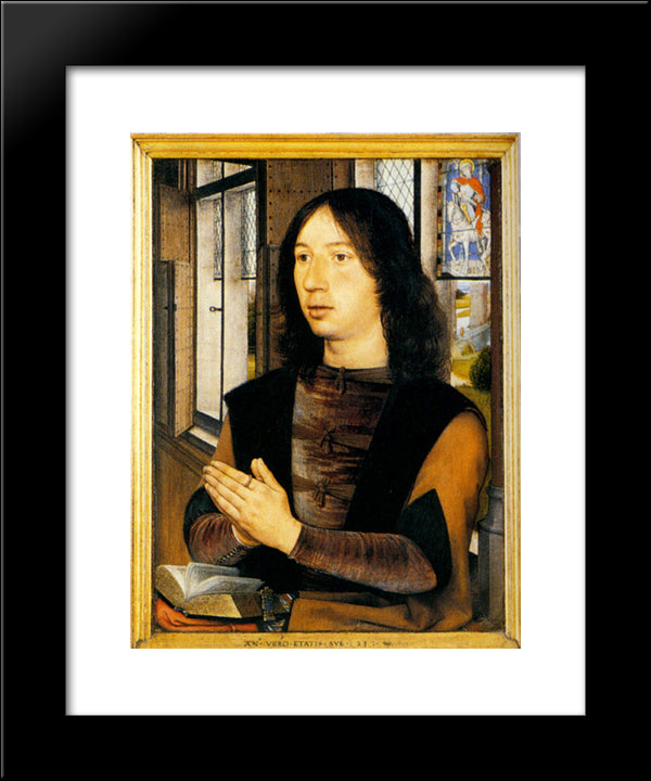 Diptych Of Martin Van Nieuwenhove (Pic 2) 20x24 Black Modern Wood Framed Art Print Poster by Memling, Hans