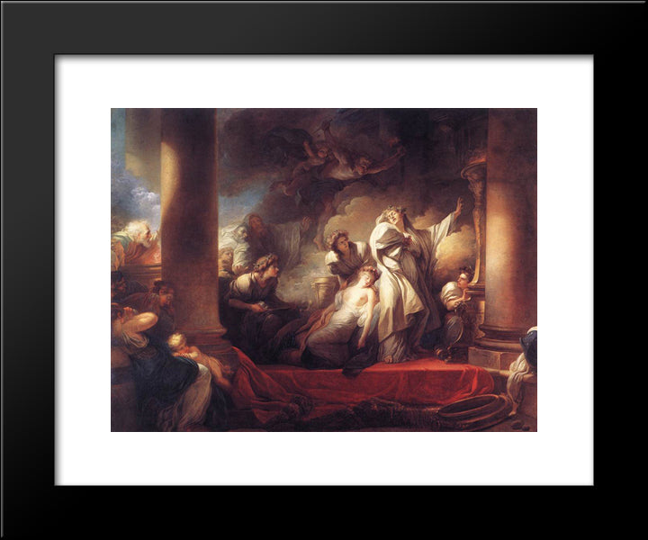 Coresus Sacrificing Himselt To Save Callirhoe 20x24 Black Modern Wood Framed Art Print Poster by Fragonard, Jean Honore