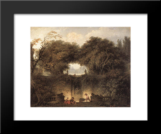 Le Petit Parc 20x24 Black Modern Wood Framed Art Print Poster by Fragonard, Jean Honore