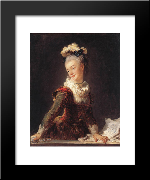 Marie'Madeleine Guimard, Dancer 20x24 Black Modern Wood Framed Art Print Poster by Fragonard, Jean Honore