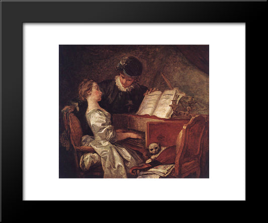 Music Lesson 20x24 Black Modern Wood Framed Art Print Poster by Fragonard, Jean Honore