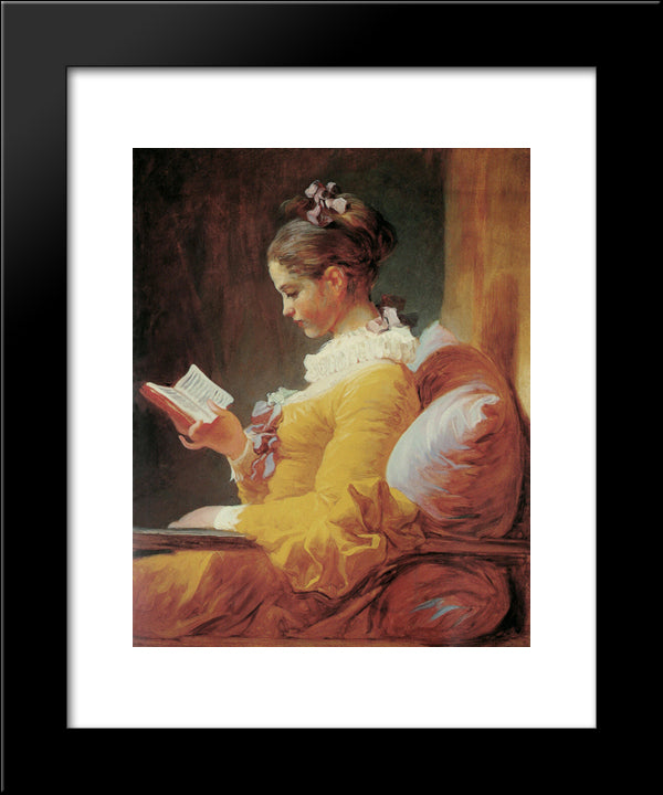 Young Girl Reading 20x24 Black Modern Wood Framed Art Print Poster by Fragonard, Jean Honore