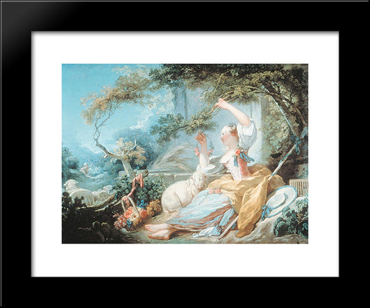 Shepherdess 20x24 Black Modern Wood Framed Art Print Poster by Fragonard, Jean Honore