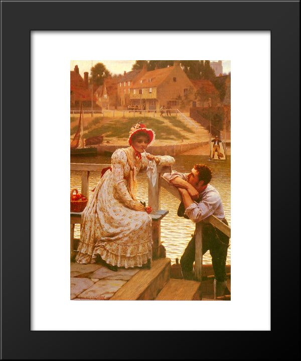 Courtship 20x24 Black Modern Wood Framed Art Print Poster by Leighton, Edmund Blair